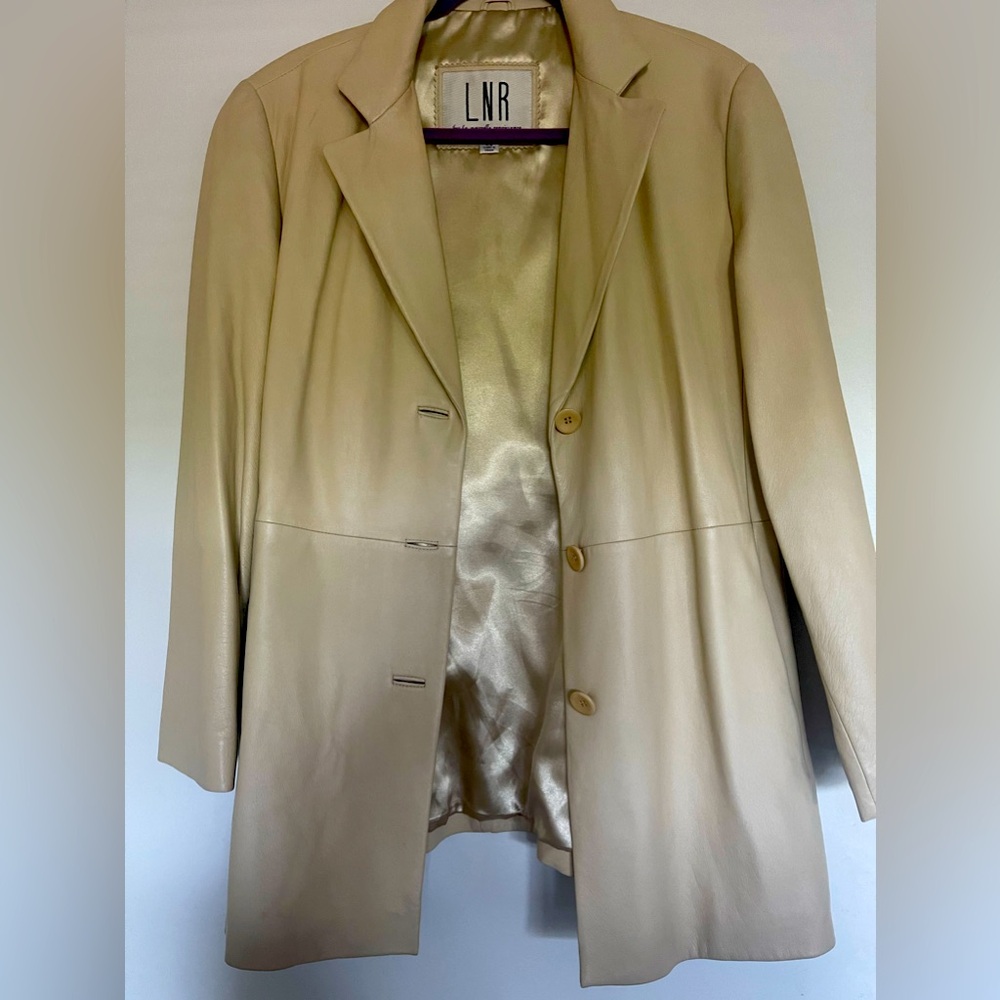 GUC Women’s Leather Blazer, Sz PL by LNR in Butter